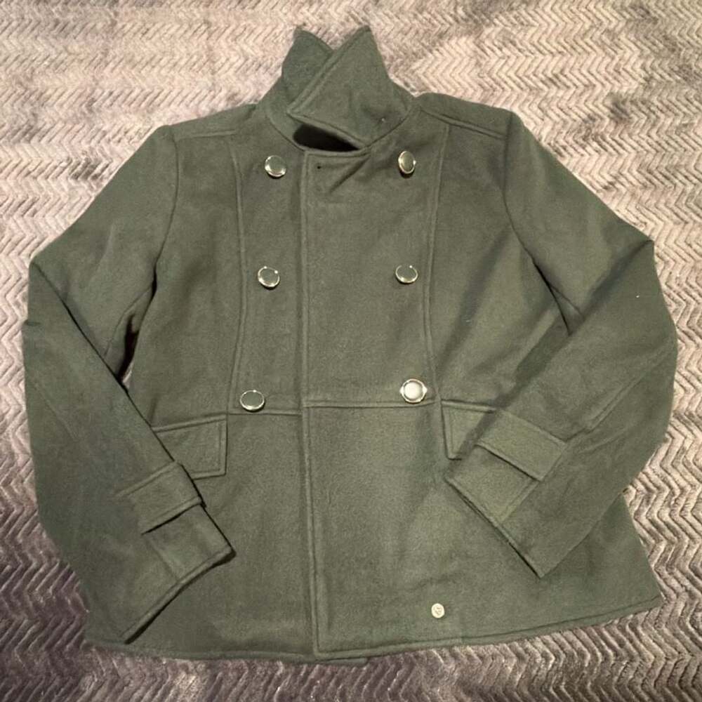 Maralyn & Me Peacoat Size L Olive Green Double Breasted Jacket